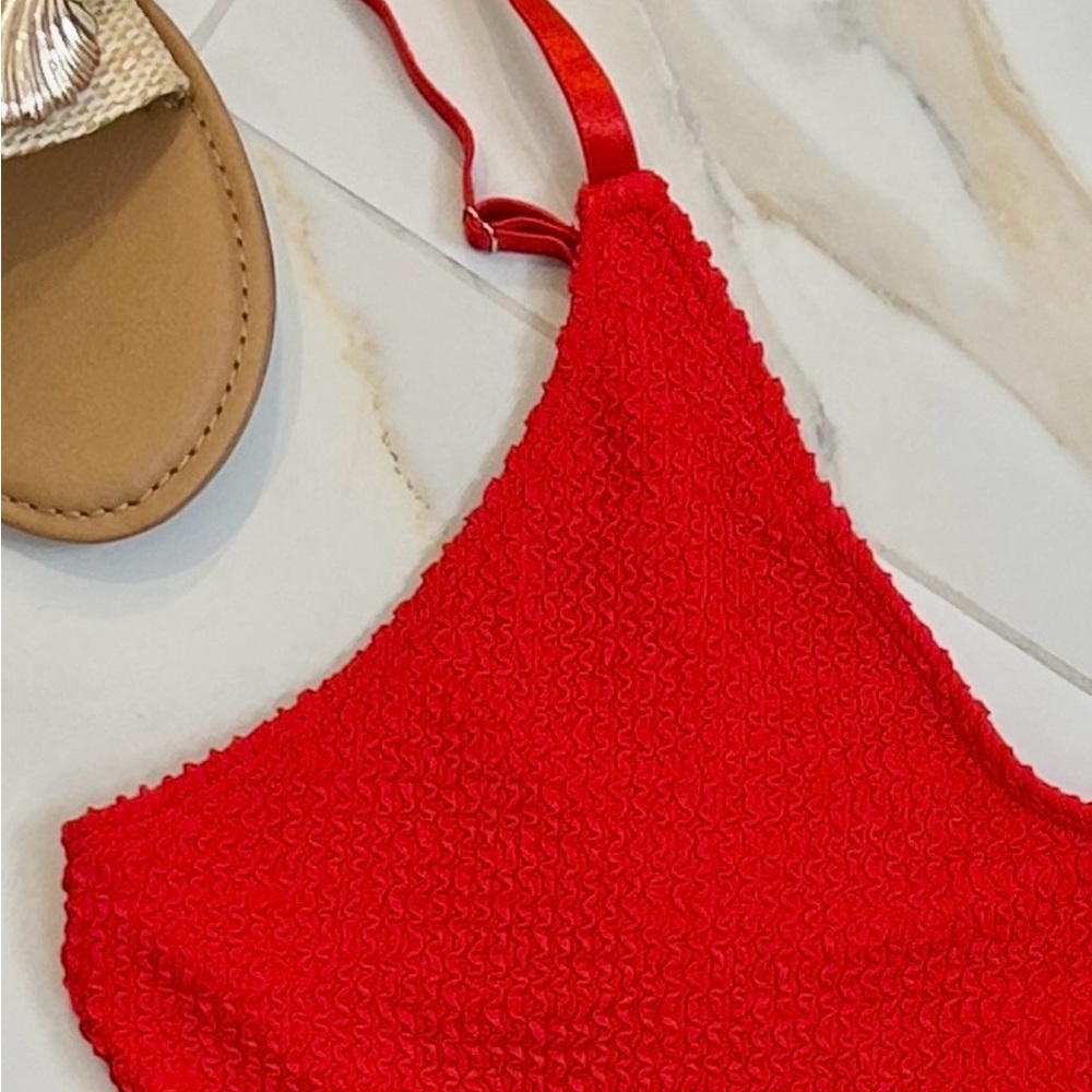 Vivid Red Textured Women's Swimsuit SZ Large - Picture 3 of 7